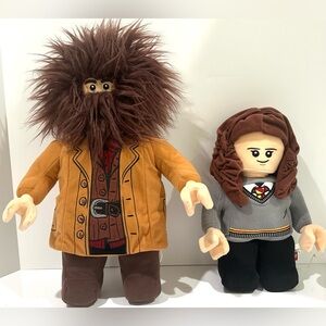 2 LEGO Harry Potter Hermione Granger 13" Plush & Rubeus Hagrid Stuffed Wizard